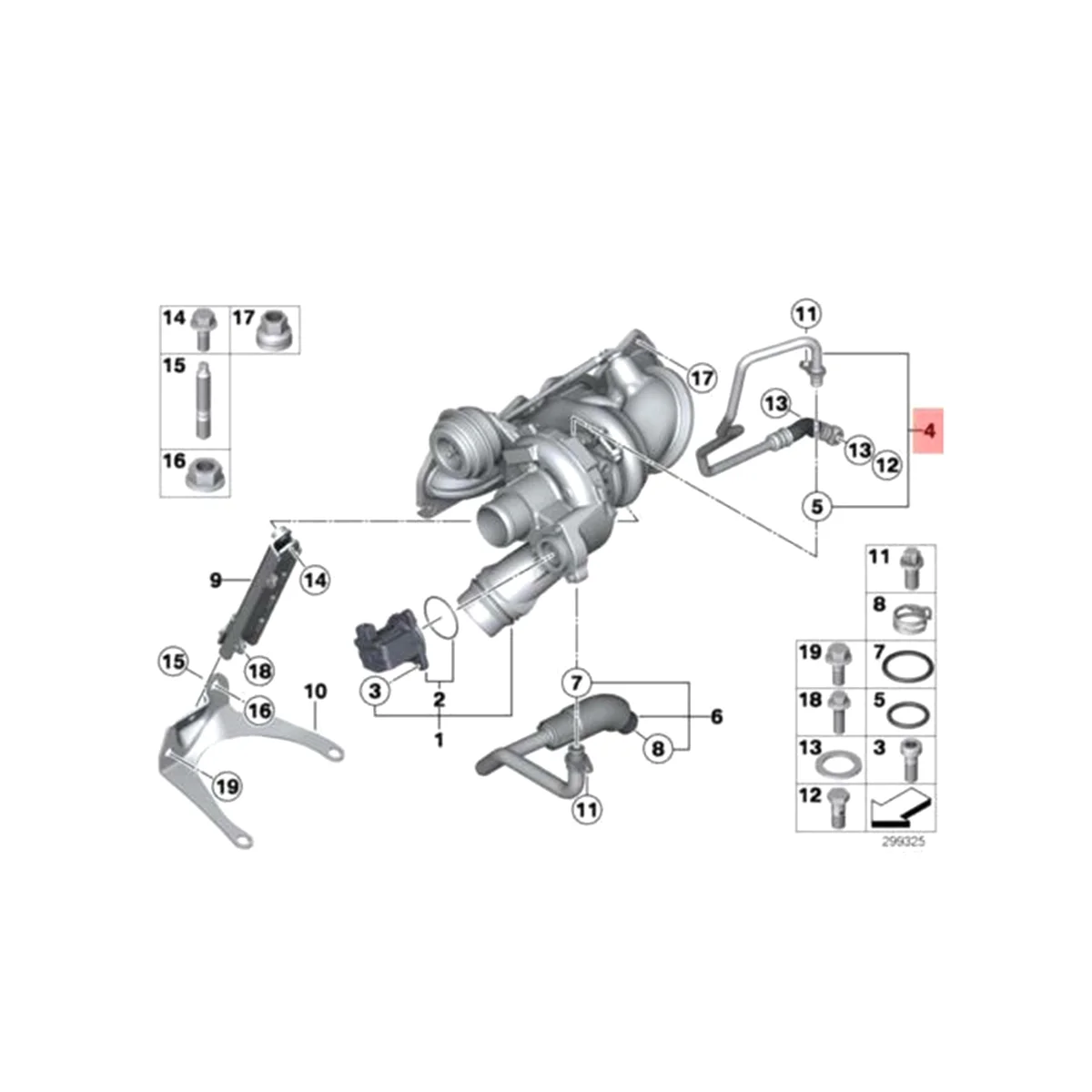 11427608123 11427608124 Масляный шланг для турбокомпрессора двигателя и обратный BMW N13 F20 F21