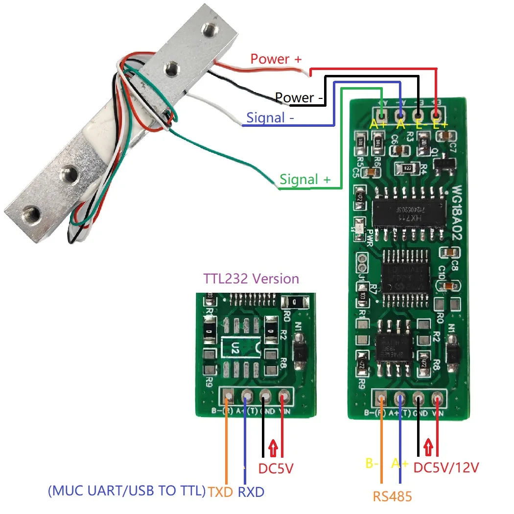 Pressure Weight Sensor HX711 DC 5V 12V RS485 UART Modbus RTU Board Electronic Scale Module For PLC Configuration Software