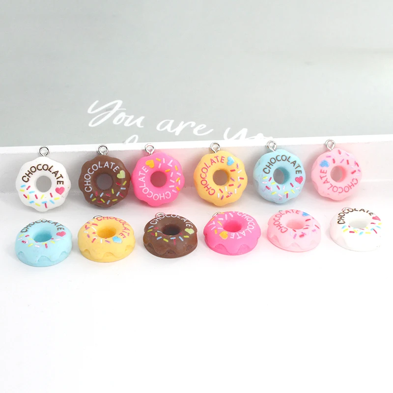 

Микс 10/12 шт., маленькая еда, полый шоколадный пончик, подвески из смолы, Мультяшные серьги, браслет, брелок, милые подвески, ювелирные изделия,...