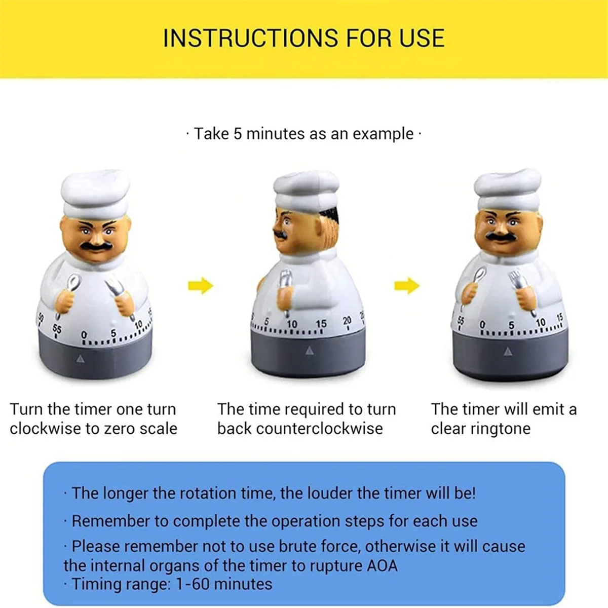 Таймер для приготовления яиц кухонный таймер на 60 минут механический обратного
