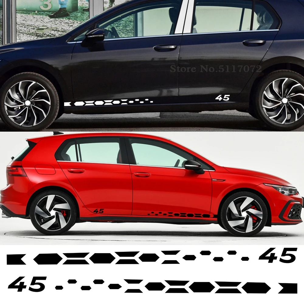 

2 шт., наклейки на автомобильные двери, GTI Clubsport 45, стильные аксессуары для Volkswagen VW Golf 8 MK8 2020 2021 2022 R Line Estate GTD GTE