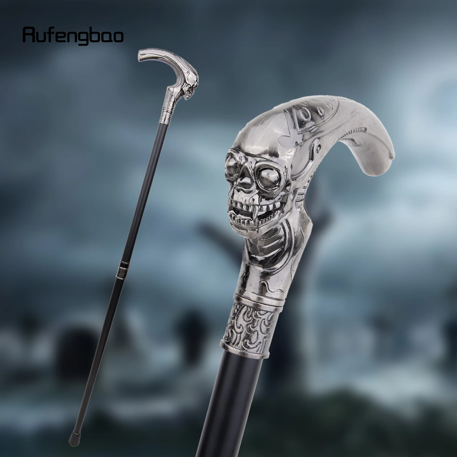 

Long Head Skull Walking Stick with 30cm Hidden Plate Self Defense Cane Plate Halloween Cosplay Crosier Vampire Stick 93cm