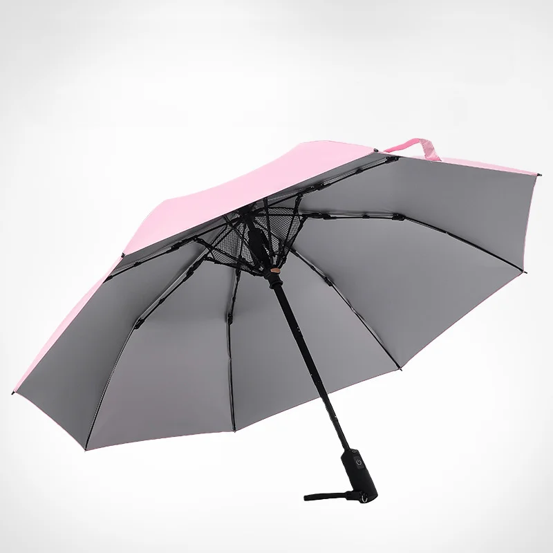 

Зонт с длинной ручкой и вентилятором для мужчин и женщин, креативный УФ-зонтик от солнца, дождя, роса, пляжного отдыха