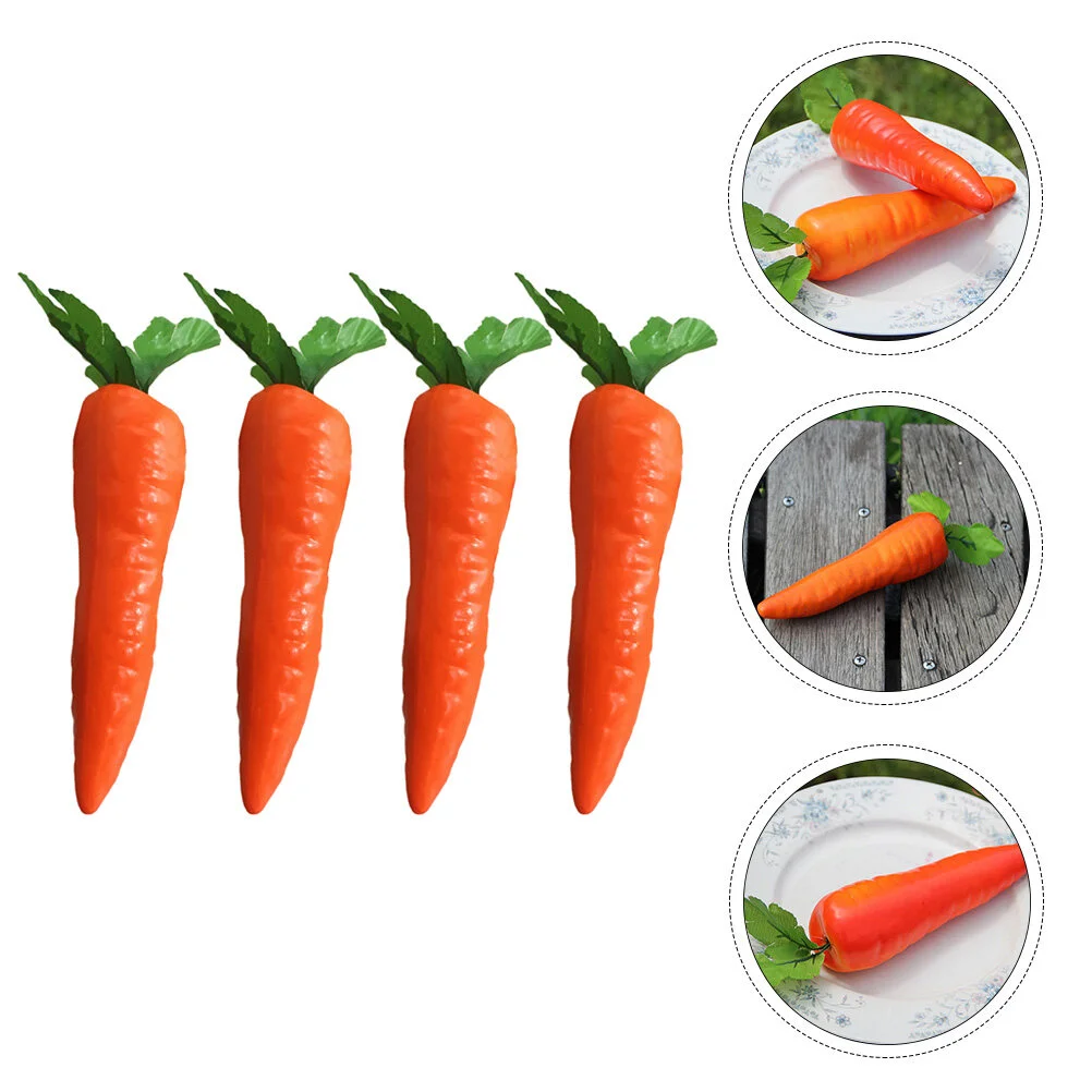 

4 Pcs Artificial Carrot Easter Carrots Decor Foam Spring Home Toy Vegetable Photo Prop Decorative Fake Ornaments Accents