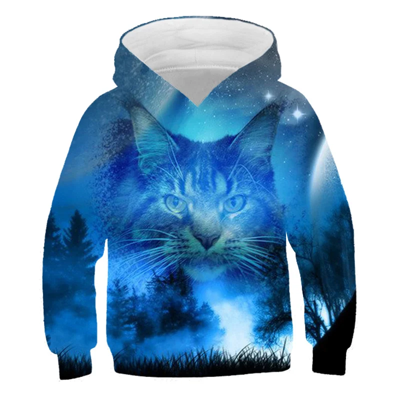 

Детская Повседневная Толстовка с длинным рукавом, с рисунком кота