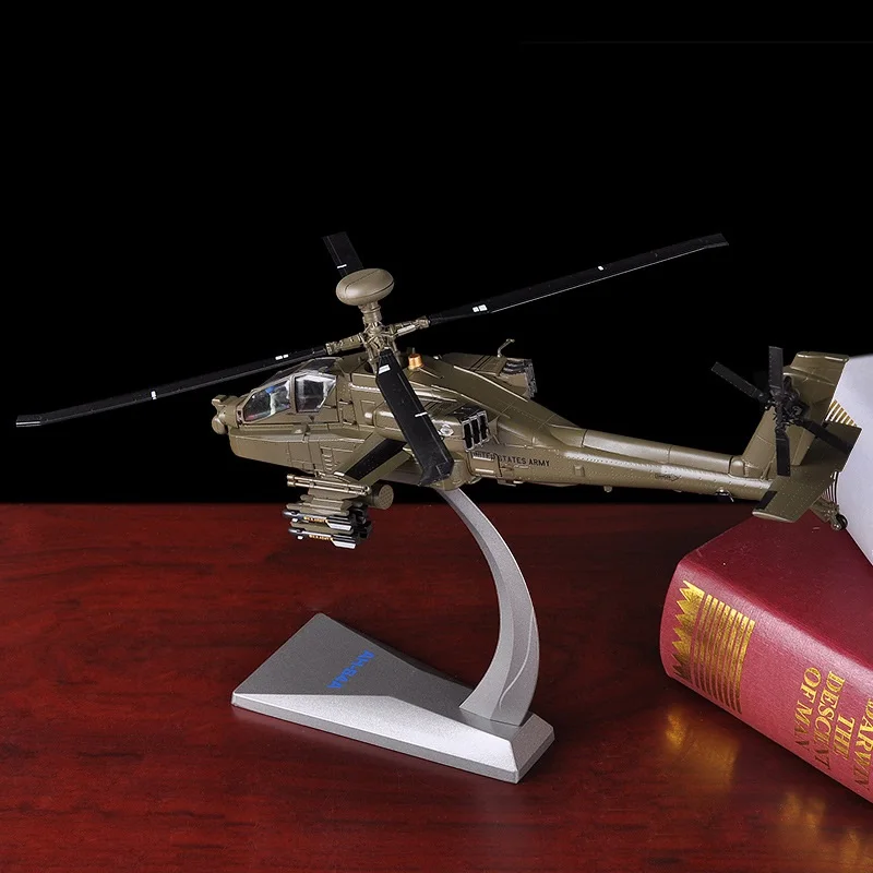 Модель игрушки Масштаб 1:72 Американский вертолет Апачи модель из сплава литая