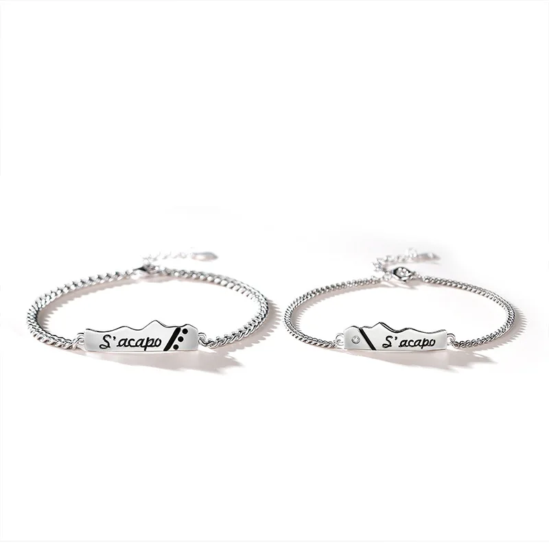 

Браслет из серебра 100% пробы с подвесками в виде глубокой любви для влюбленных пар