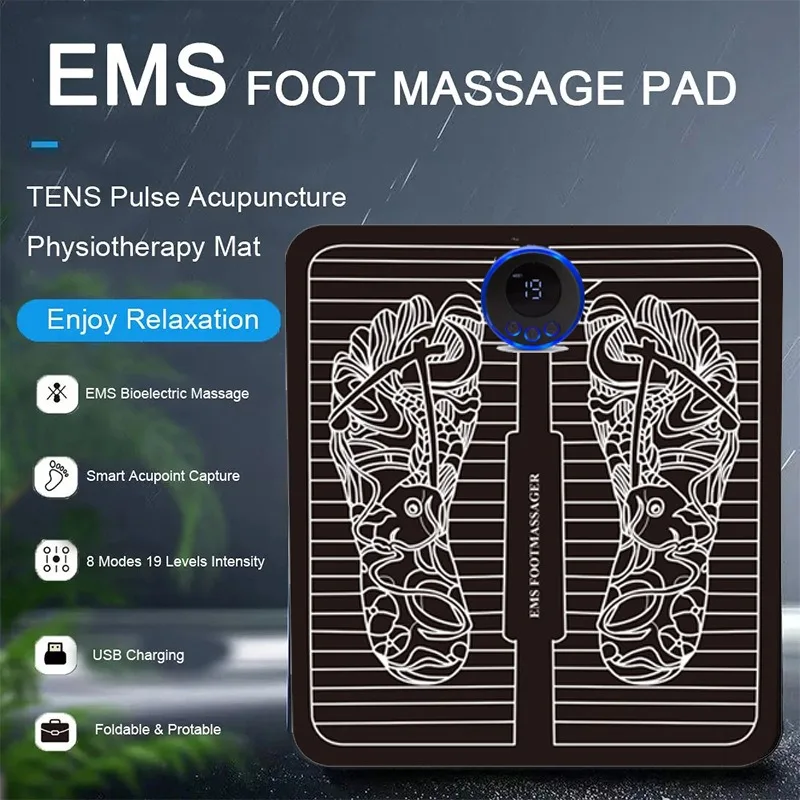 

Electric EMS Foot Massager Pad Relief Pain Relax Feet Acupoints Massage Matt Shock Muscle Stimulation Improve Blood Circulation