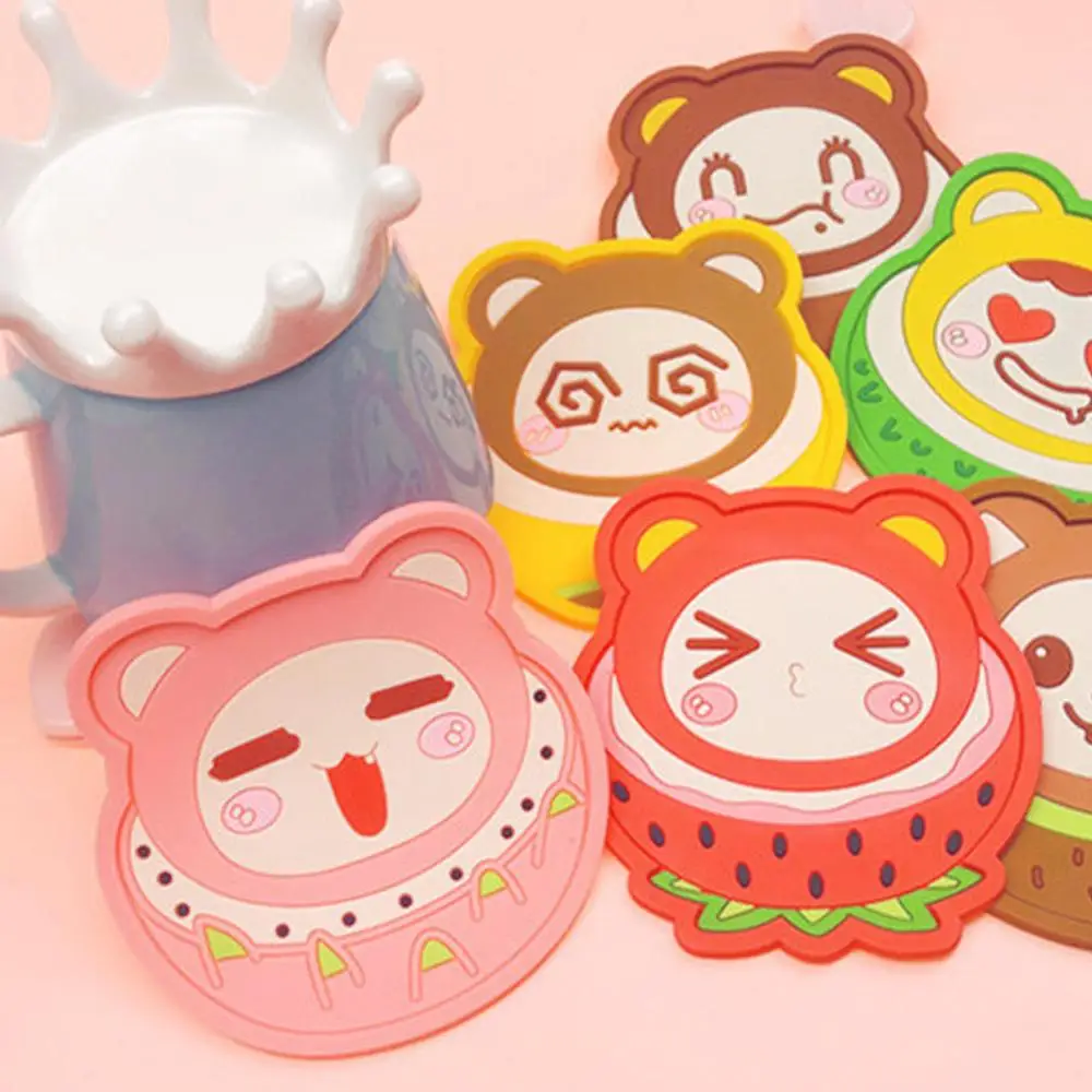 

Modern Colorful Silicone Cup Drinks Holder Mat Fashion Fruit Shapes Coaster Tableware Placemat Coffee Pads Kitchen Accessories