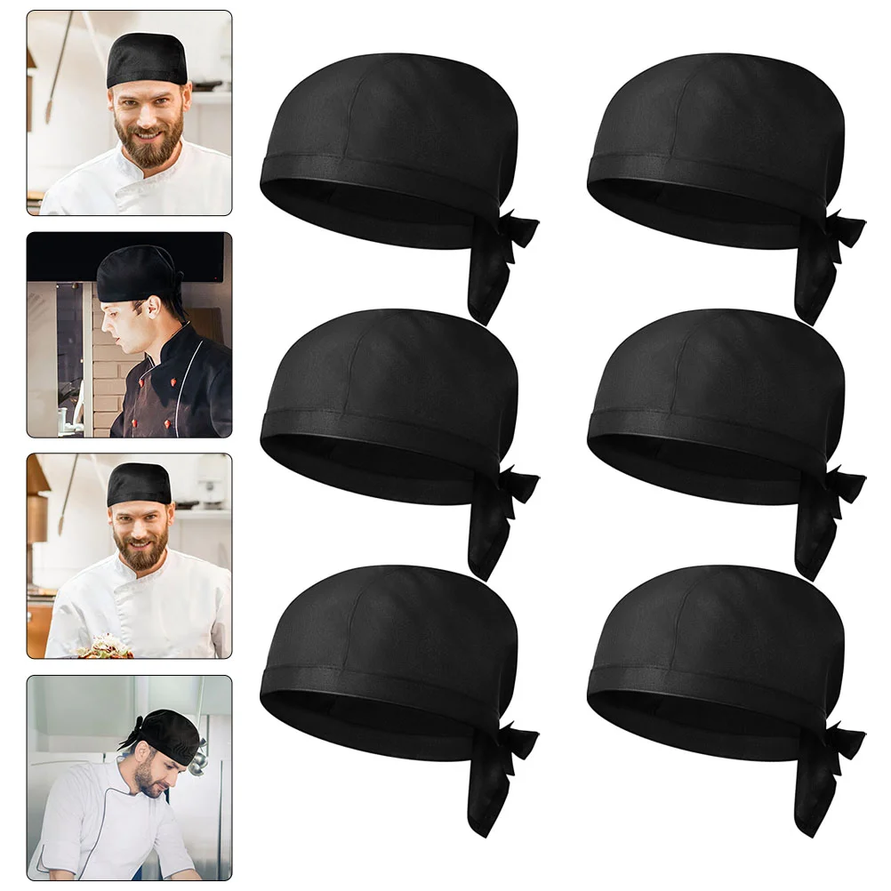 

6 Pcs Black Hats Men Unisex Chef Hats Chef Cooking Bonnet Reusable Chef Net Hat Unisex Chef Turban Breathable Mesh Work Cap