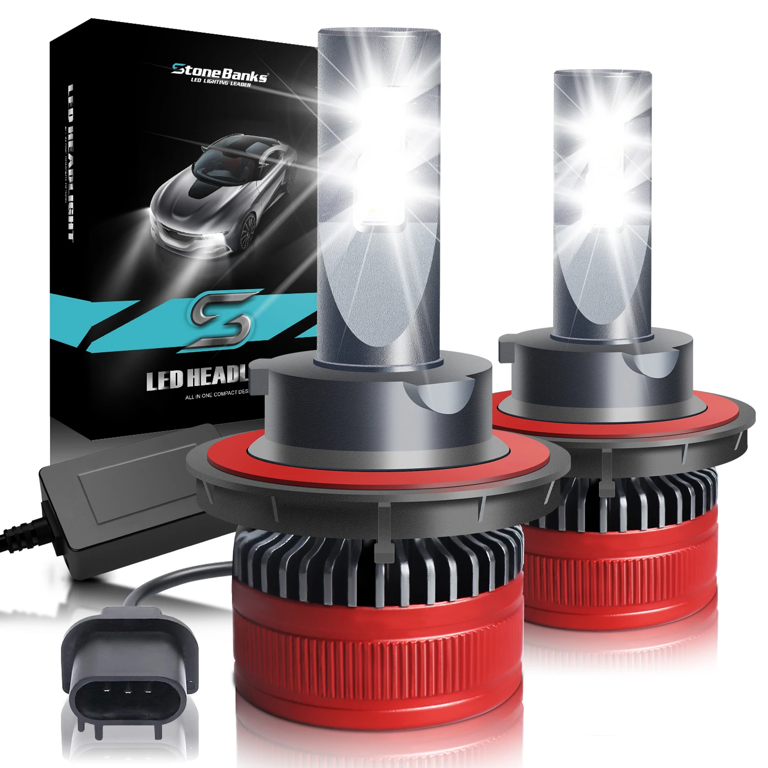 

Super Bright 12V 80W 18000LM H13 LED Headlight Bulbs, 6000K, 6 PCS 3570-55min Chips, Plug and Play, Hi Lo Beam