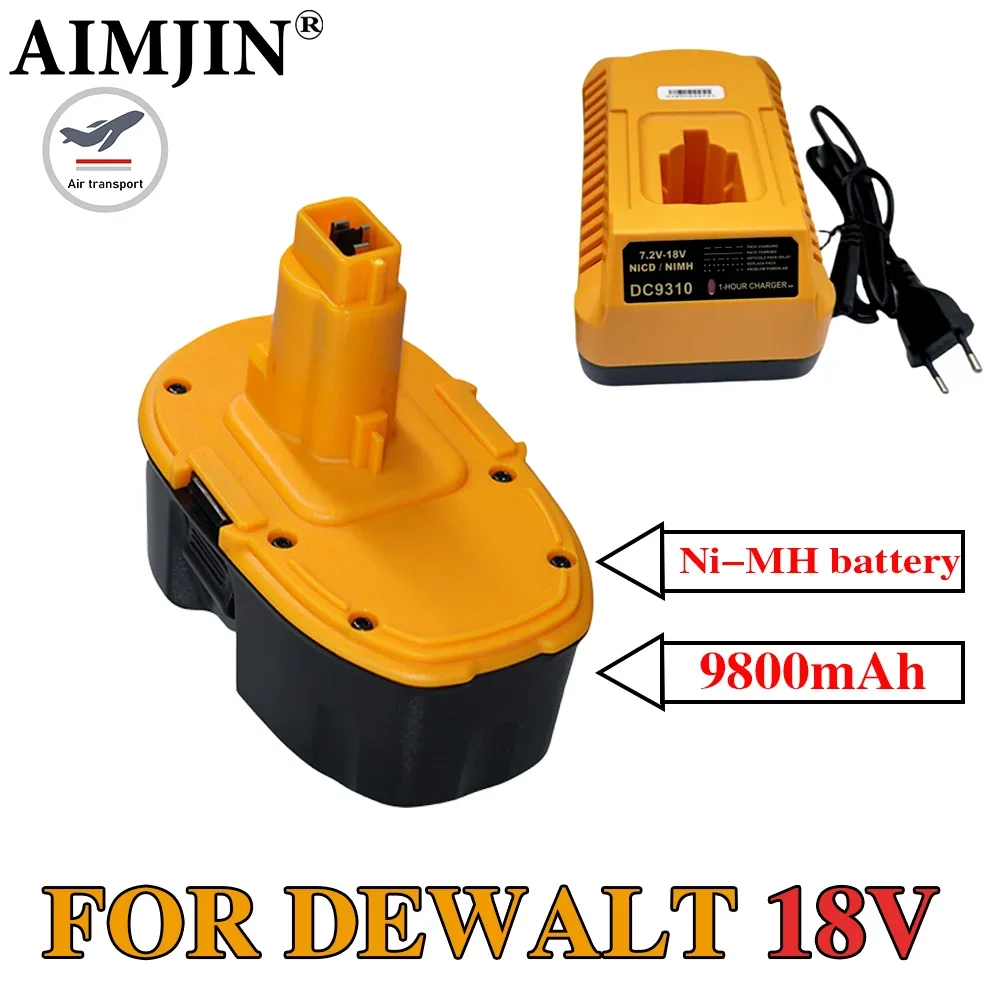 Фото Ni-MH аккумулятор 18 В, 9800 мАч для Dewalt DC9096 DE9039 DE9096 DE9098 DE9503 DC212 DC330, сменный аккумулятор для аккумуляторной дрели №1