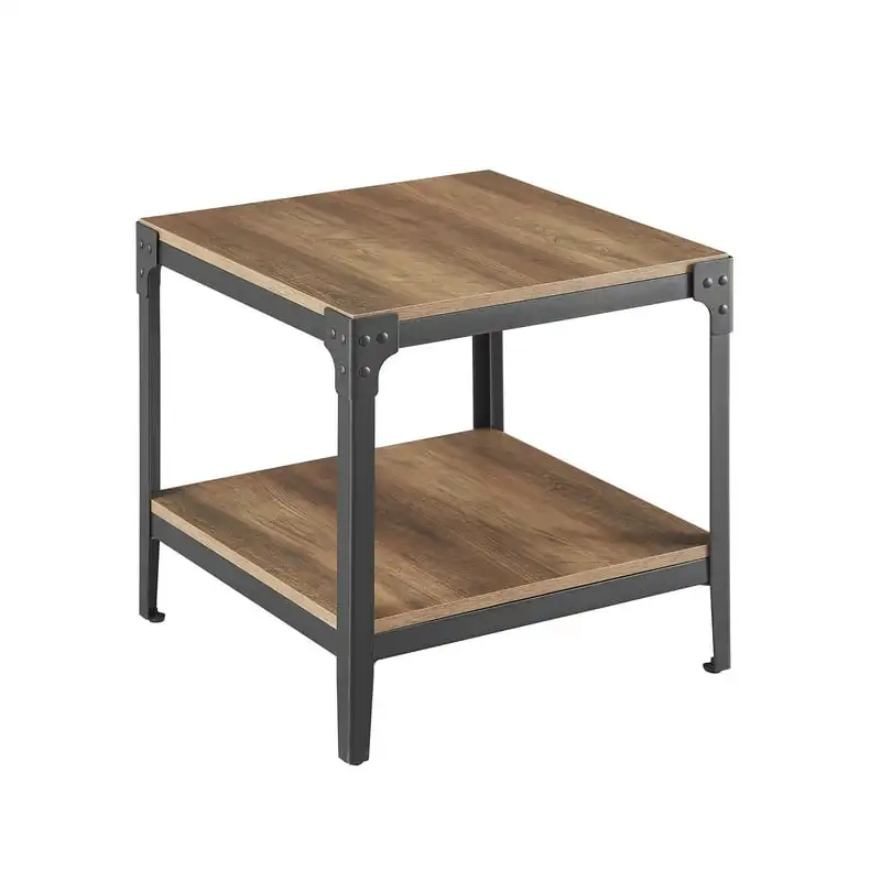 

Riveted End Tables, Reclaimed Barnwood, Set of 2