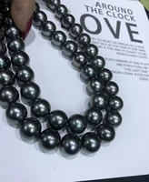 huge charming 1813 15mm natural south sea genuine black round necklace free shipping women jewelry chains