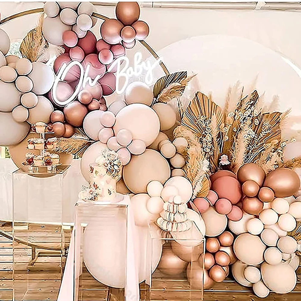 

144pcs Double-Stuffed Balloons Garland Kit White Sand Pink Chrome Rose Gold Ballon Arch Wedding Baby Shower Birthday Party Decor