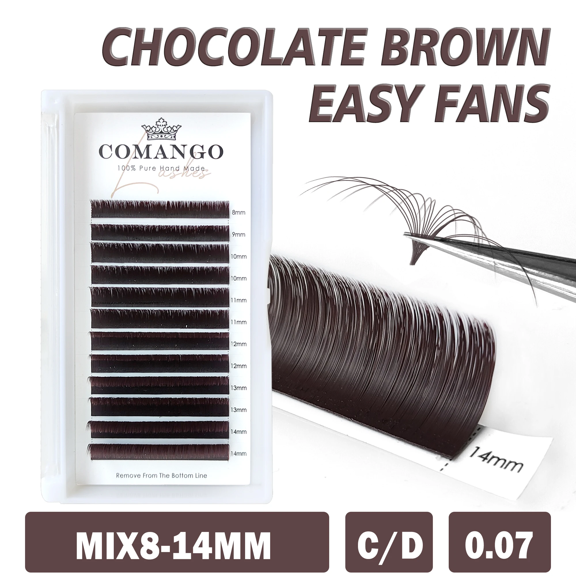 CoMango Ручная работа Коричневые синтетические волосы Веерные ресницы Легкое