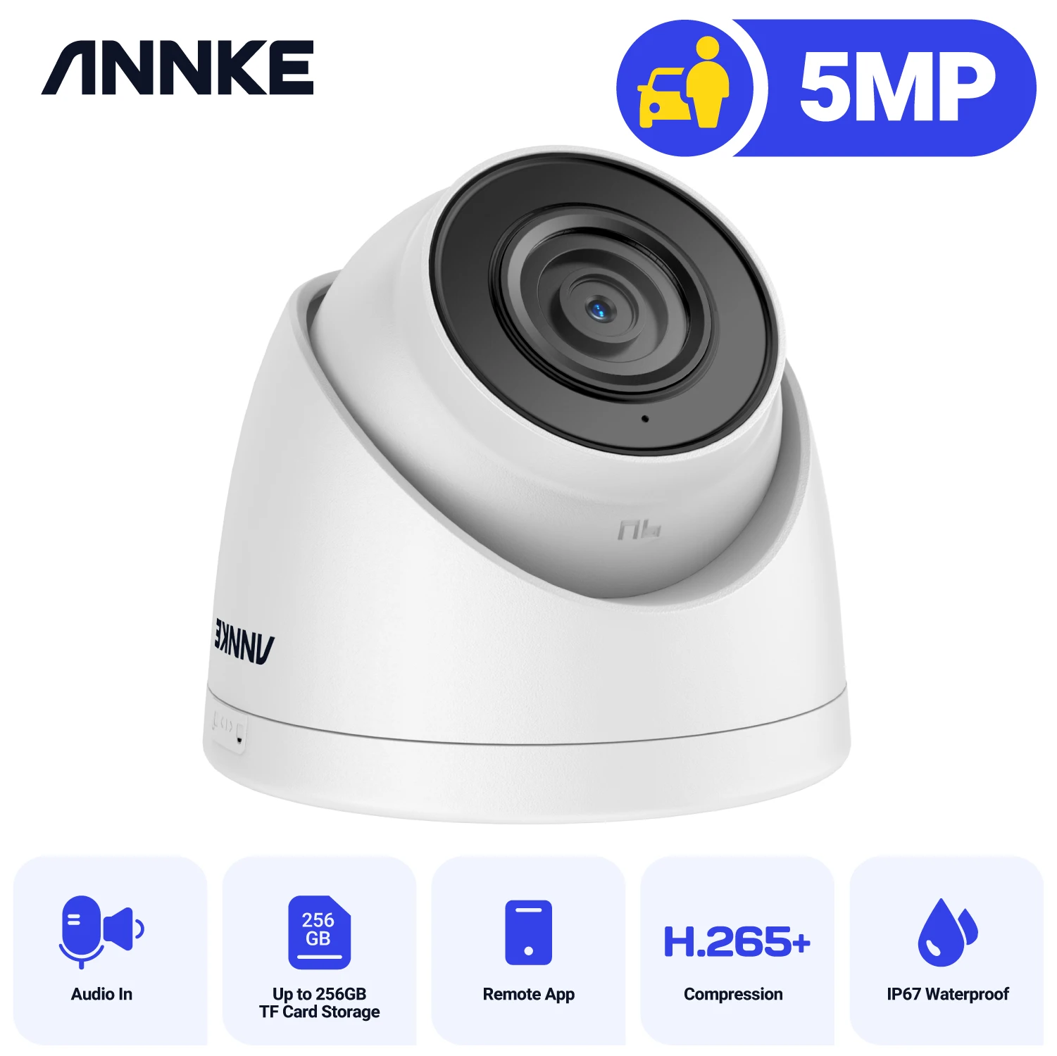 ANNKE Smart Home Security Camera 3K 5MP PoE Outdoor IR night vision EXIR Dome Cam with Person Vehicle Detection Audio Recording