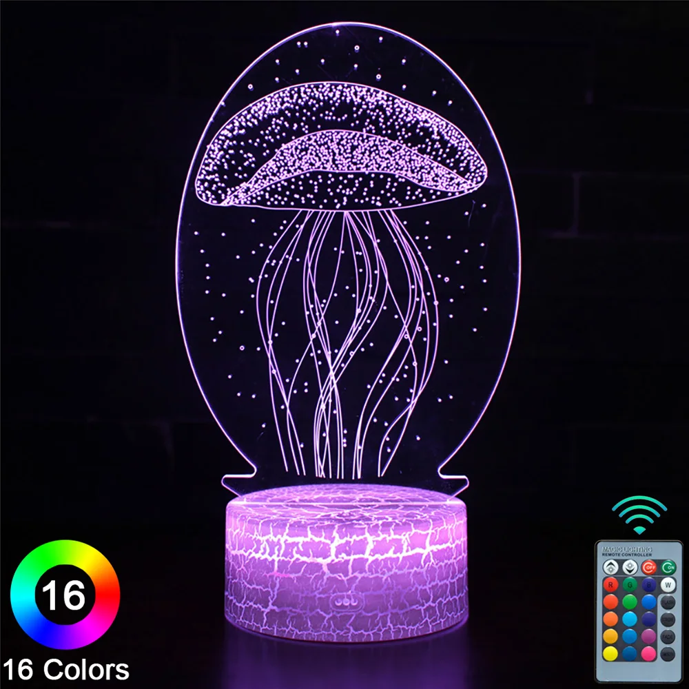 

Светодиодные 3D ночники «рыбы» с сенсорным управлением, новинка, настольная лампа, декор для комнаты, подарок на Рождество, день рождения, No....