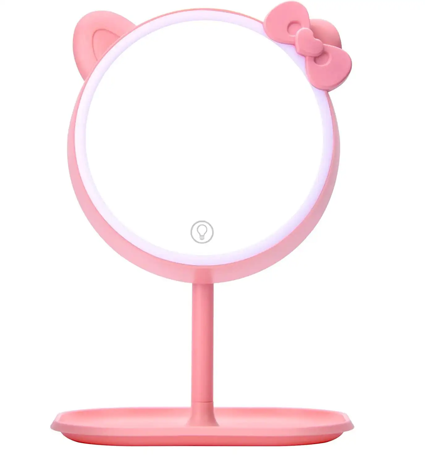 

HMTX Makeup Mirror Vanity Mirror Bedside Lamp with 3 Colors LED Lighted USB Rechargeable Touch Sensor Control Girls & Women Gift