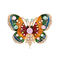 vintage multicolor butterfly brooches for women rhinestone fashion alloy insert brooch pin clothings dress suit accessories gift