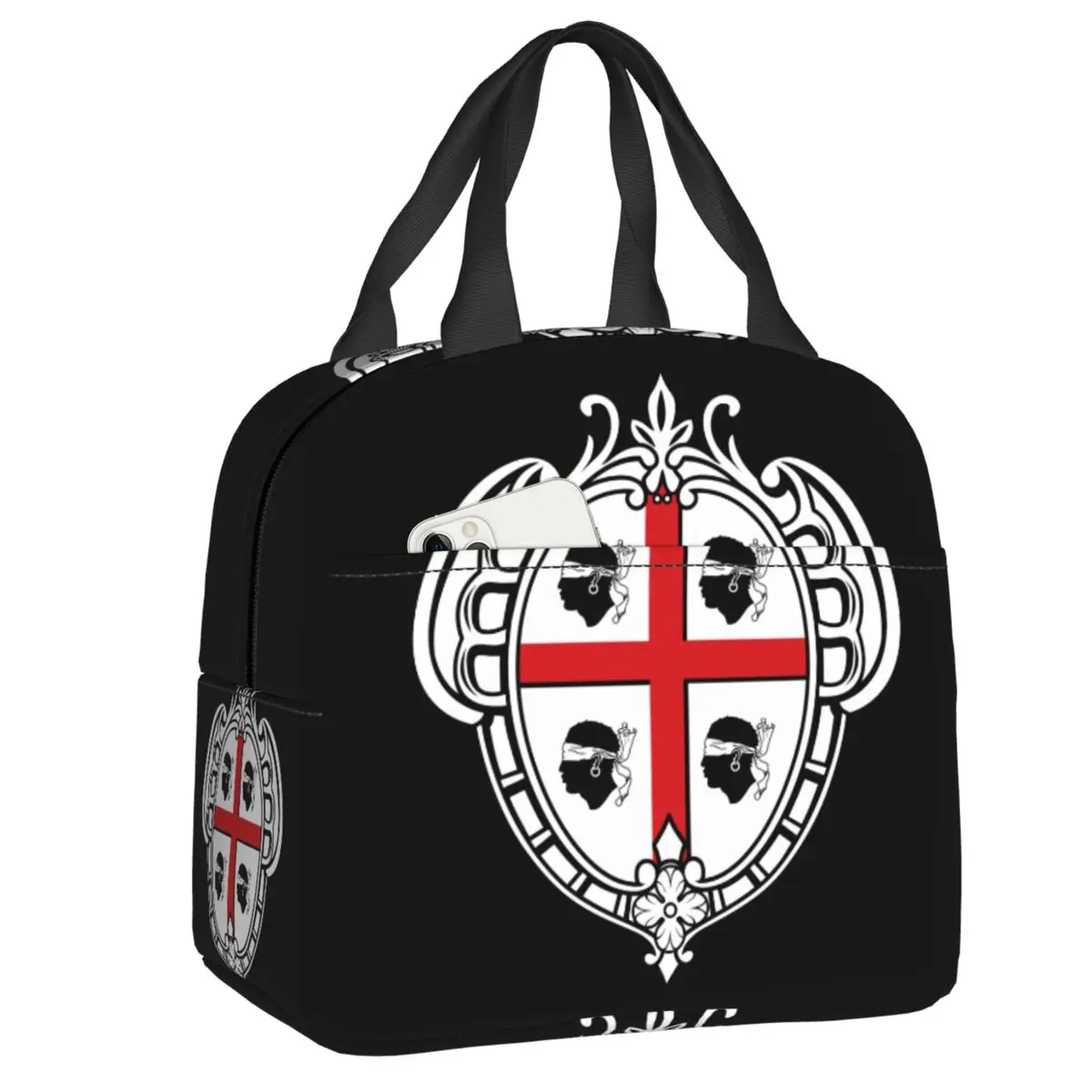 

Coat Of Arms Of Sardinia Flag Lunch Bag Women Italy Sardegna Cooler Thermal Insulated Lunch Box for School Food Picnic Bags