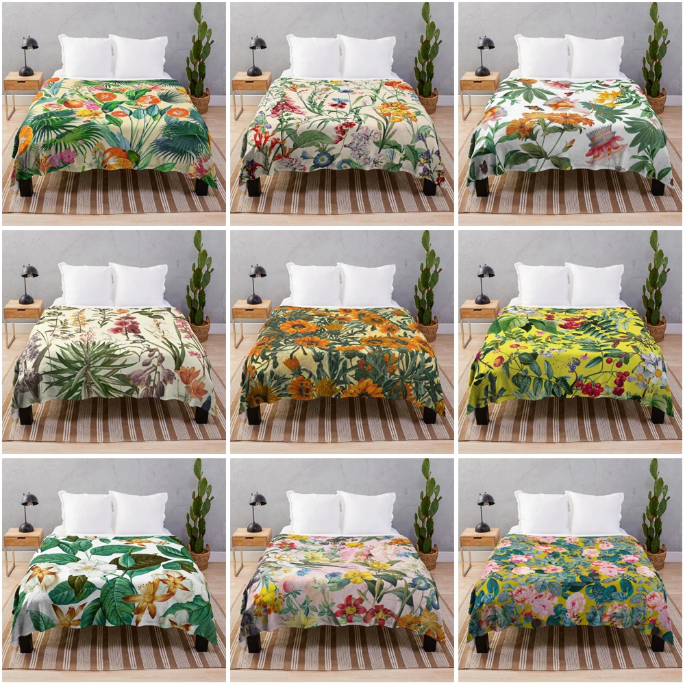 Cover blankets Sofa throw blanket coraline fleece blanket cooling blanket custom decorative bed blankets Plaid plant flower bird