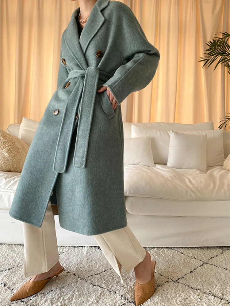 

Пальто женское Шерстяное двухстороннее средней длины, на осень/зиму