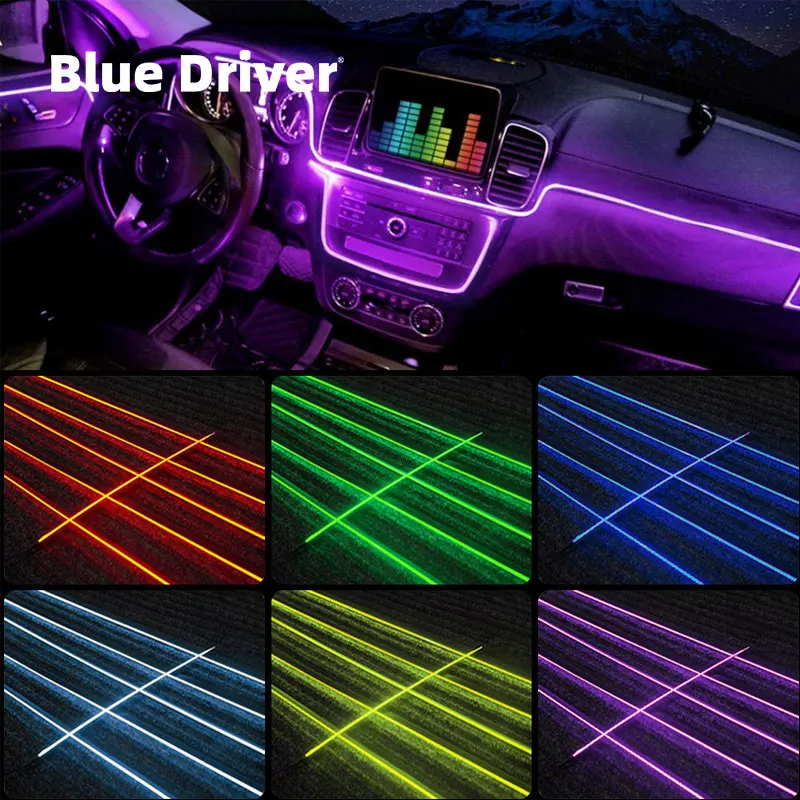 

Universal 18 In 1 LED Car Ambient Lights RBG 64 Color Interior Acrylic Strip Light Guide Fiber Optic Decoration Atmosphere Lamp