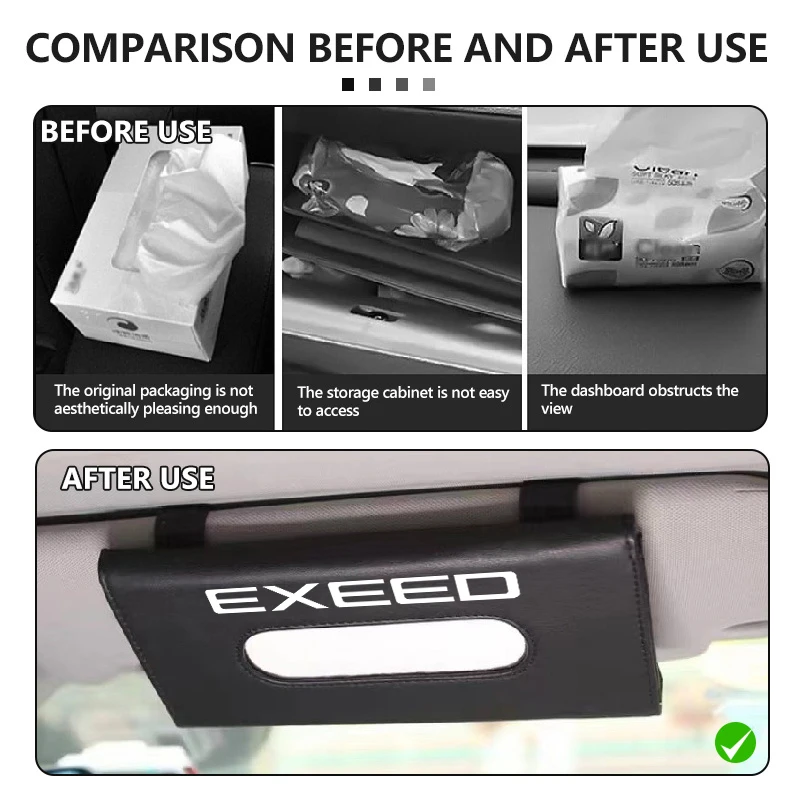 Фото Держатель для салфеток на солнцезащитный козырек для автомобилей Chery Exeed, подвесной, с креплением на защелках, для моделей EX, LX, VX, TXL, RX 2021-2025, Sterra ET №4
