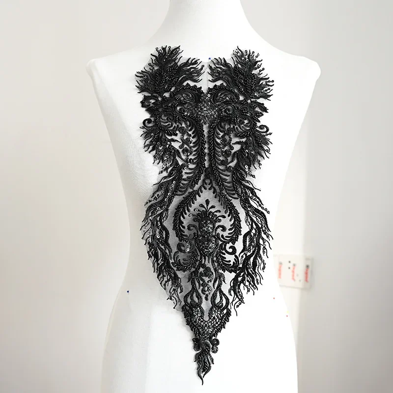 Новые черно-белые сетчатые кружевные аксессуары с вышивкой бисером свадебное