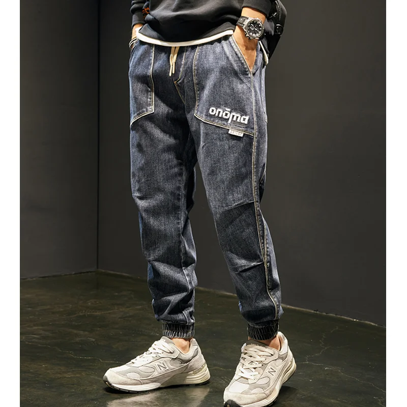 Men Clothing Autumn New Straight Loose Cylinder Jeans Vintage  Elastic Force Comfortable Bluish Grey Large Harun Trousers Female