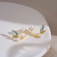 new korean summer fashion exquisite design sense high quality painted leaf earrings gift banquet woman jewelry earrings 2022