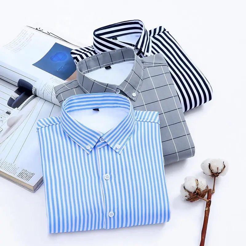 2022 New Men's Plush Thickened Warm Shirt Autumn and Winter Business Stripe Fashion Casual Square Neck Long Sleeve Plaid Shirt