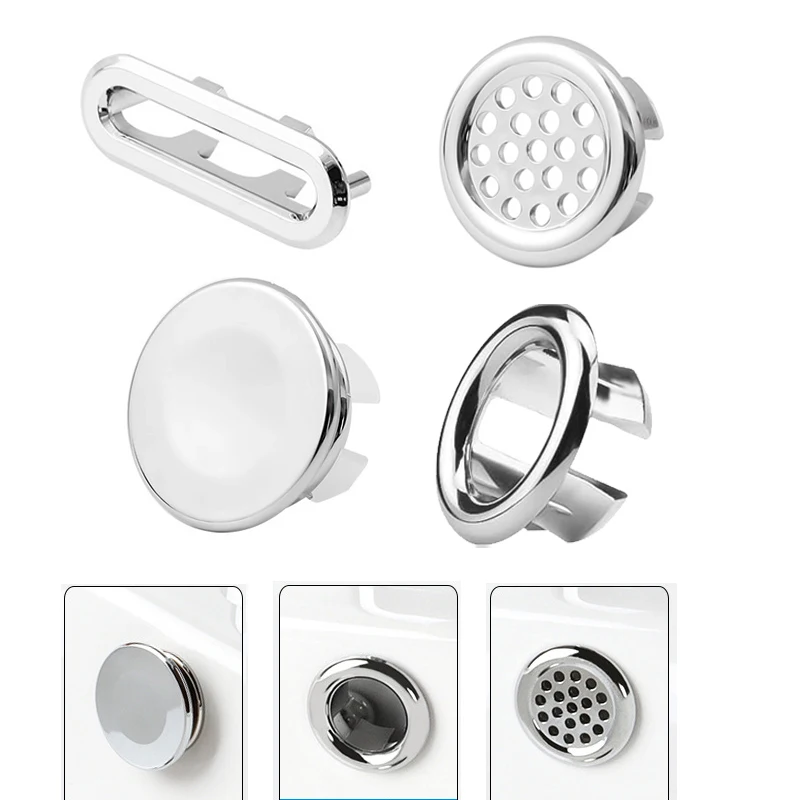 

2pcs Sink Overflow Ring Cover Kitchen Bathroom Wash Basin Trim Bath Drain Cap Cover Insert in Hole Sink Hole Replacement