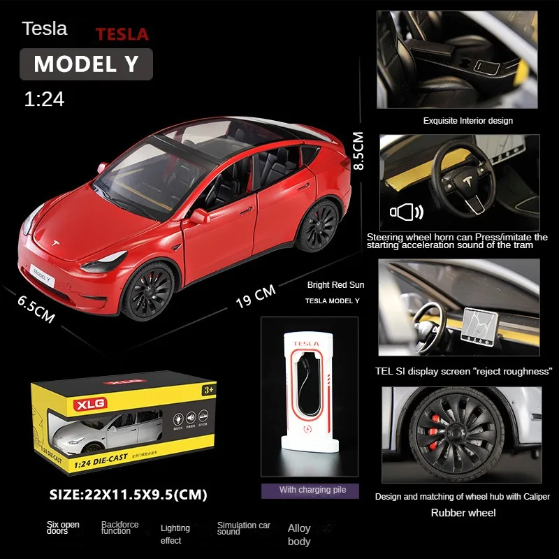 

Модель автомобиля 1: 24 Tesla из Y-сплава, литье под давлением, модель со звуком, игрушка с Эхо с зарядным ворсом, коллекционный подарок на день рождения для мальчиков