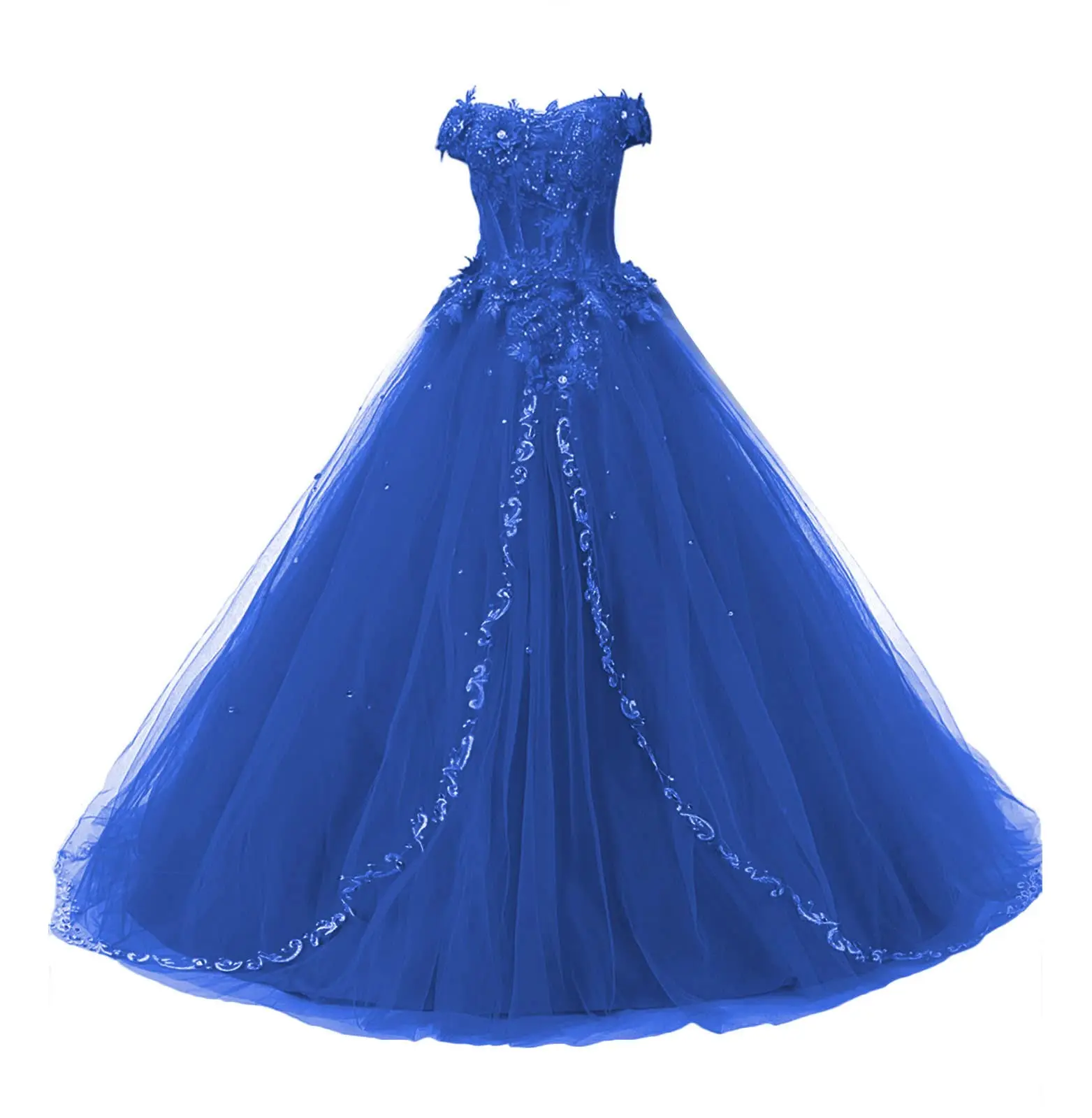 Фото Длинное бальное платье BM, платье Quinceanera, кружевные вечерние платья, тюль, сладкий 16, вечернее платье для выпускного вечера, Vestido De 15 Anos №4
