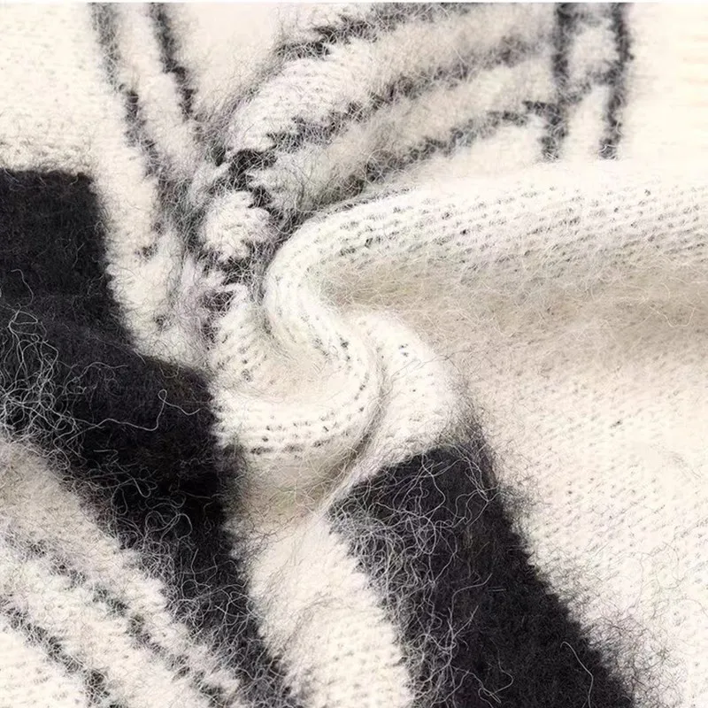 Свободный кардиган для женщин полосатый свитер с V-образным вырезом винтажный