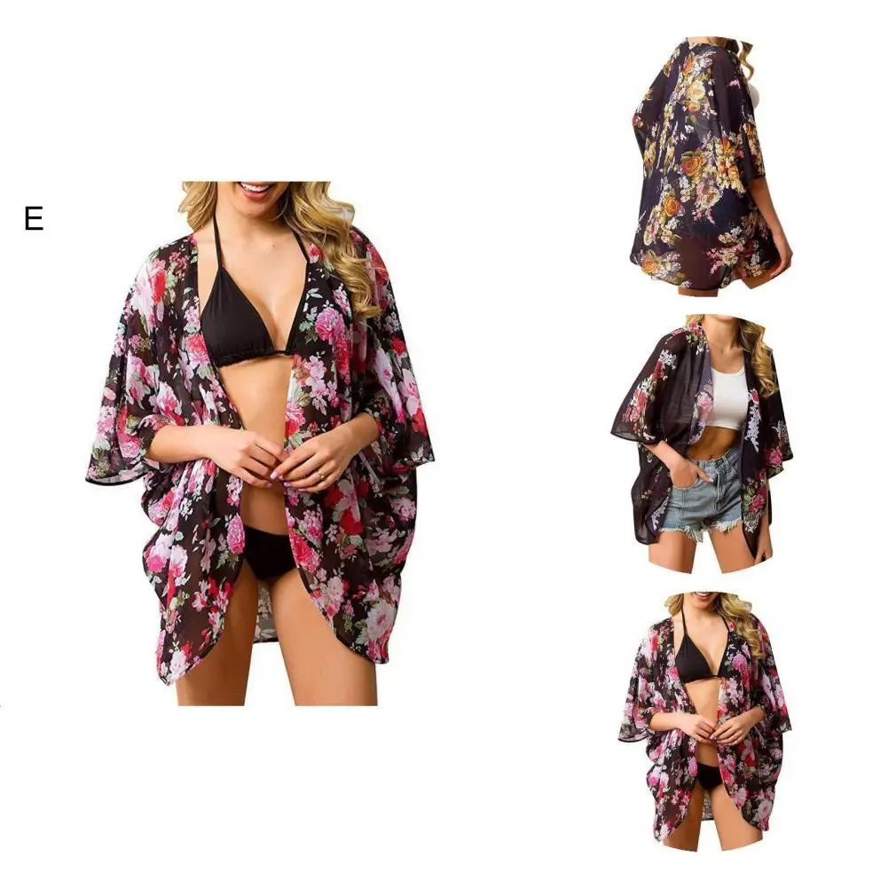 

Simple Sundress Fashionable Print Bathing Suit Cardigan for Daily Wear