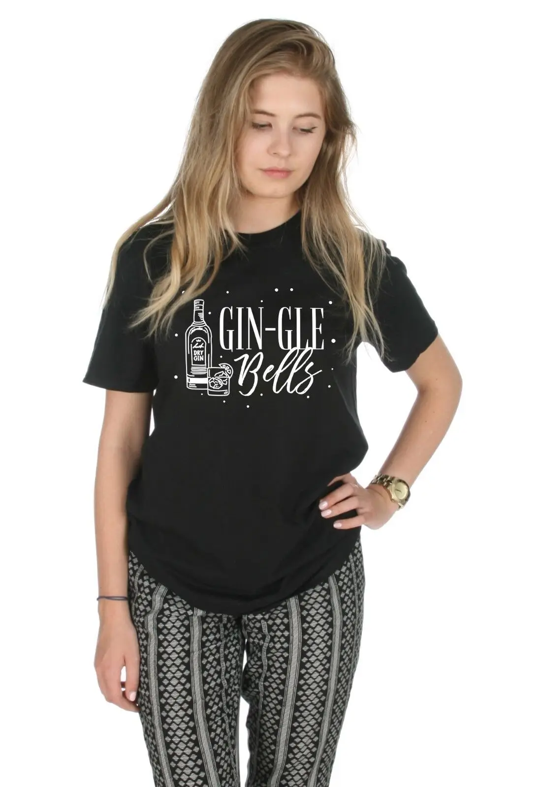 Футболка с Джин-гл-колокольчиками топ Рождественская забавная праздничная