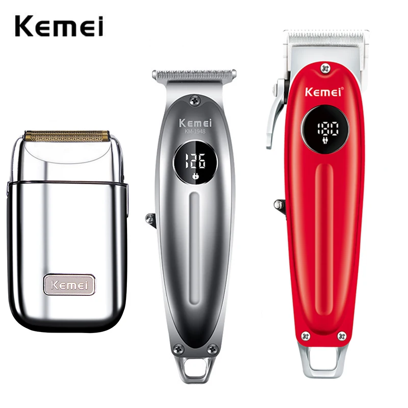 

Kemei 1955 Professional Hair Clipper Combo Electric 0mm Hair Trimmer Barber Foil Shaver Men Razor Finish Hair Cutting Machine