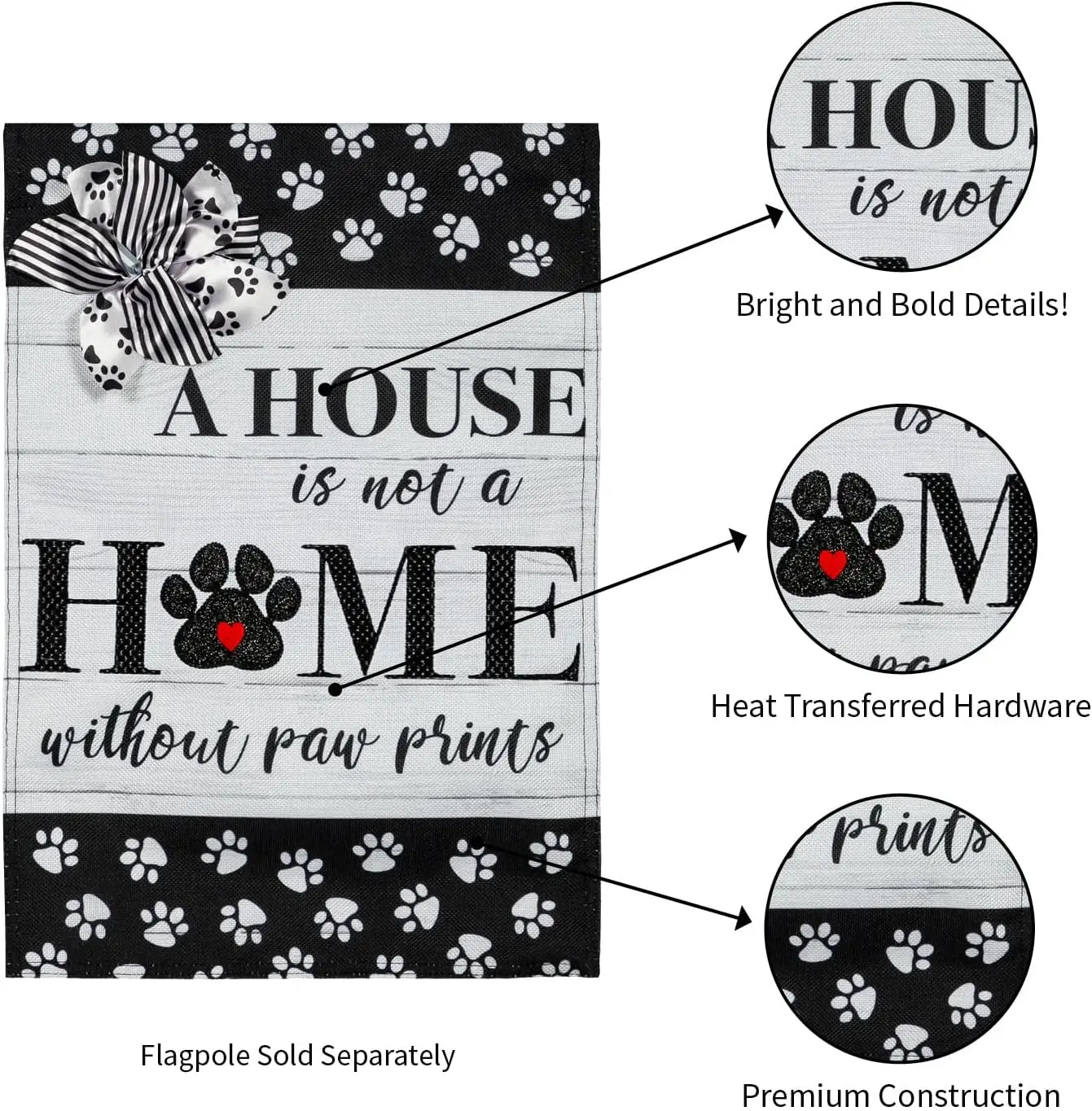 Вечнозеленый флаг с принтами лап Садовый из мешковины | Добро пожаловать садовый