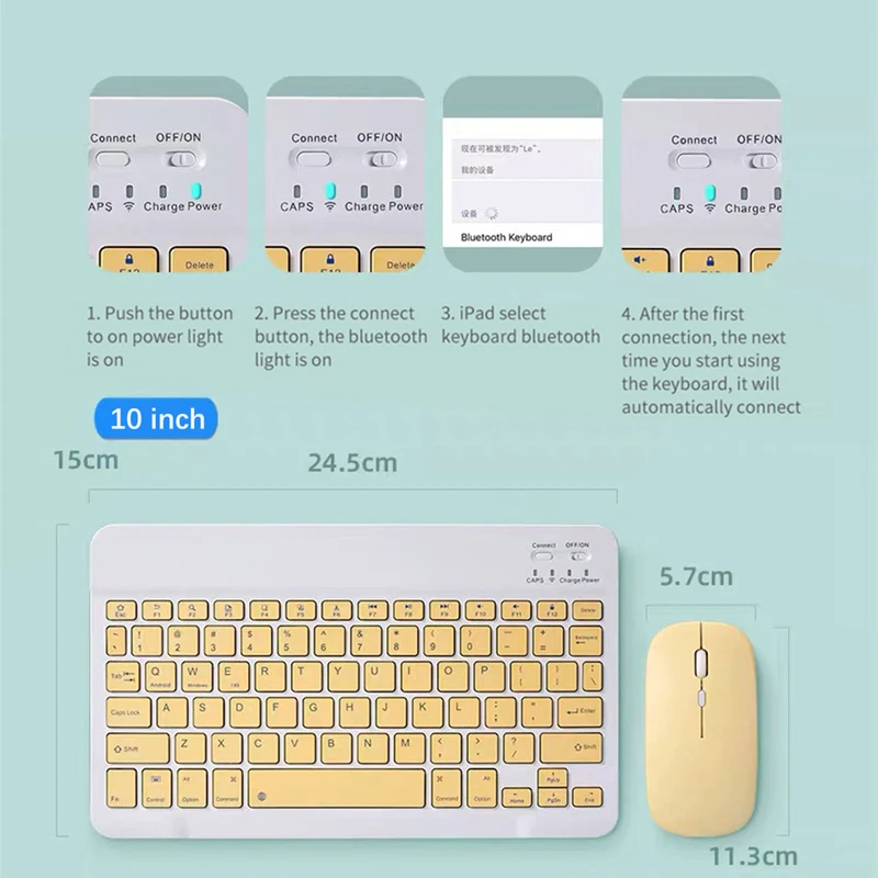 Универсальная беспроводная клавиатура и мышь для ноутбука планшета Ipad 5/6/10 2 Air 3