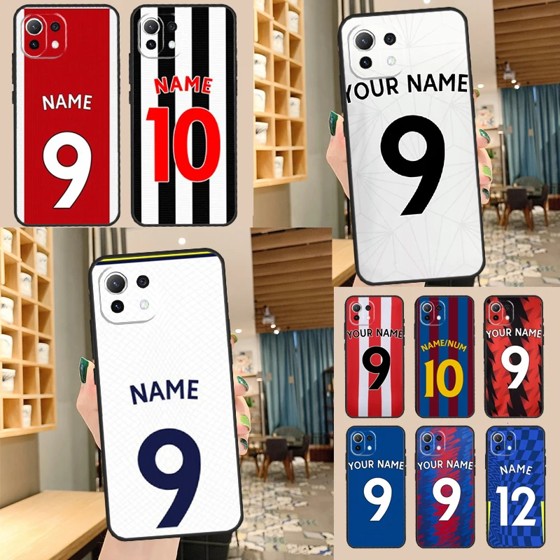 Персонализированный Чехол с номером имени футбольного мяча для POCO F5 X3 X5 Pro F3 F4 GT M5s C40, задняя крышка для Xiaomi 13 12 Lite 11T 12T Pro 12X