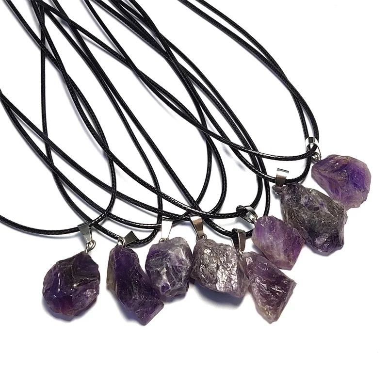 

50pcs Natural Irregular Raw Ore Dark Amethysts Purple Crystal Pendant Energy Stone Healing Meditation Necklace Jewelry Gift