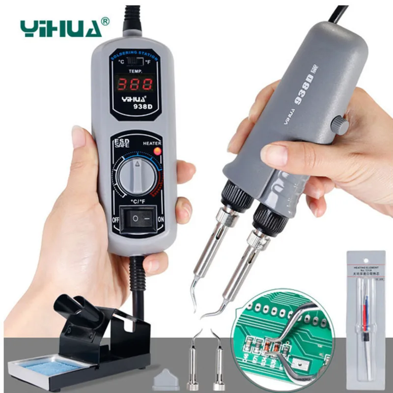 

Yihua 938 Portable Tweezers Mini Soldering Iron Station 110v/220v Hot Tweezers Mini Station Welding Tool for Bga Smd Repairing