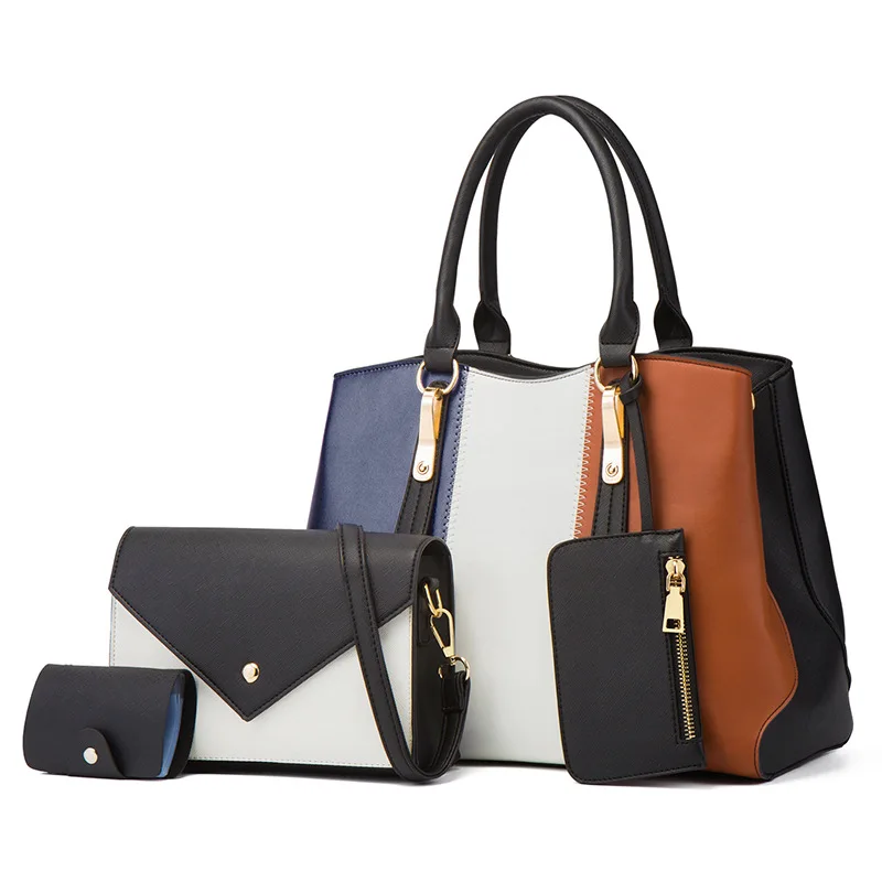 

Casual Pu Leather Women Pu Leather Handbags Tote Bags Large Capacity 4 Pieces Set Messenger Bag High Quality Female Shoulder Bag