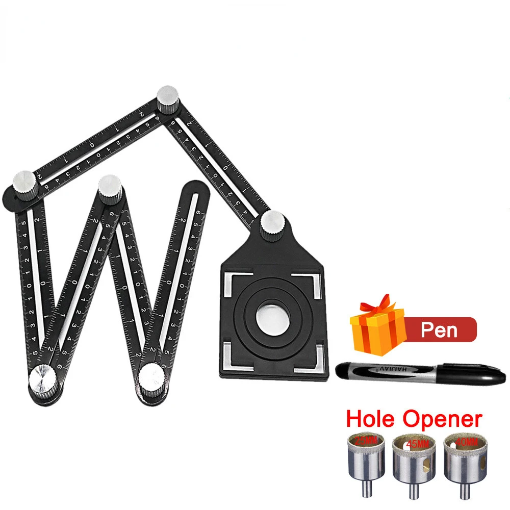 

Aluminium Alloy Angle Ruler Finder Measuring Ruler Template Tool Perforated Mold Izer Locator Drill Guide Tile Hole