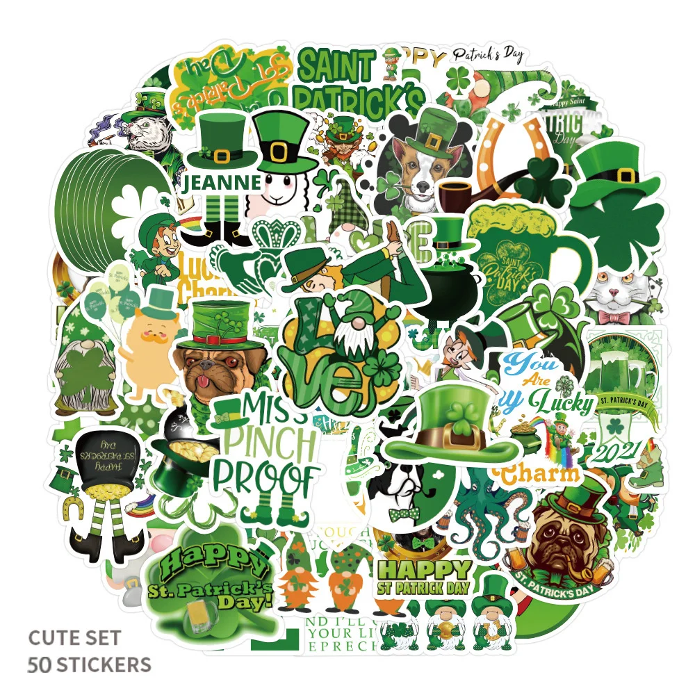 

10/30/50PCS Ireland St Patrick's Day Stickers Kids Gift Graffiti Decoration Luggage Skateboard Ipad Laptop Stickers Wholesale
