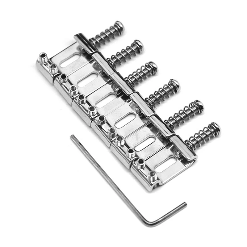 

6 String Electric Guitar Fixed Bridge String Thru Bridge Steg Tailpiece String Spacing 10.5Mm Chrome Silver
