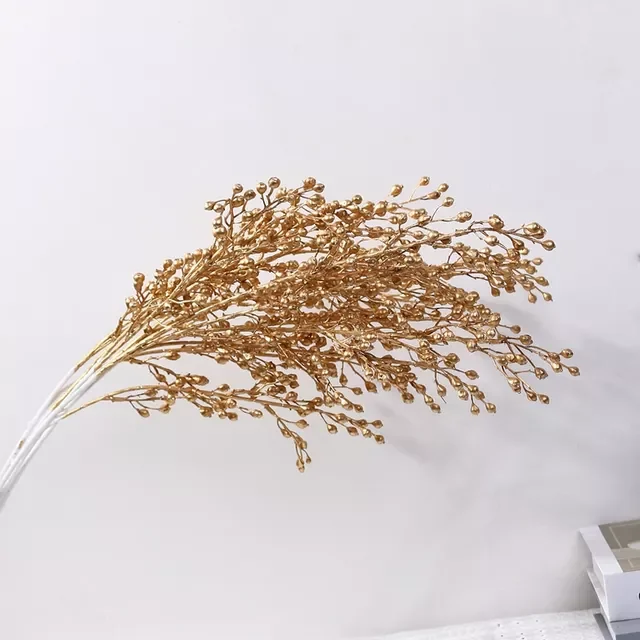 

Gold Artificial Plants Holly Ginkgo Eucalyptus Leaf Fake Flowers Wedding Decorations Home Room Table Decor New Year 2022